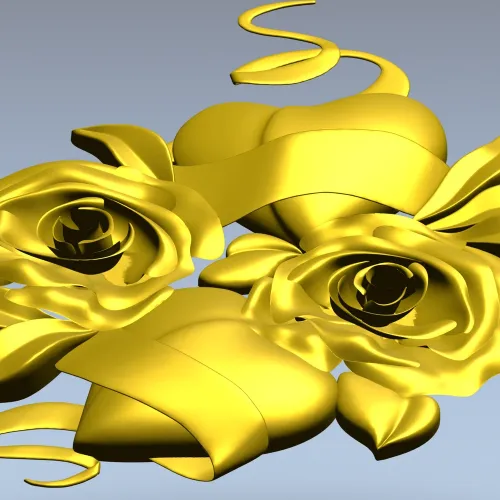Rose Hearts High-Relief STL for CNC