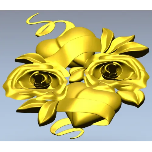 Rose Hearts High-Relief STL for CNC
