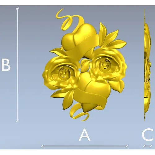 Rose Hearts High-Relief STL for CNC