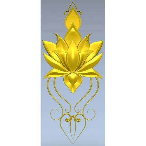 Lotus-inspired vertical applique STL for CNC carving