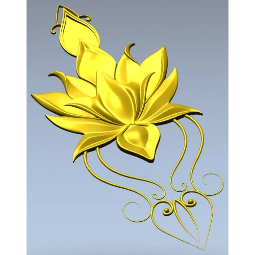 Lotus-inspired vertical applique STL for CNC carving