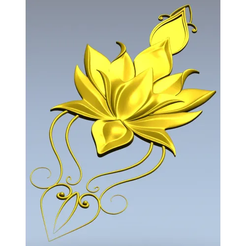 Lotus-inspired vertical applique STL for CNC carving