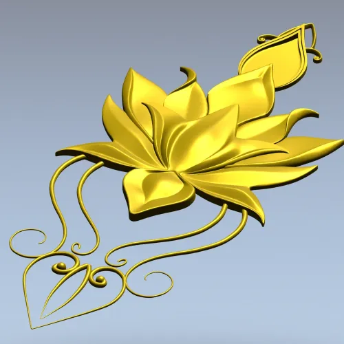 Lotus-inspired vertical applique STL for CNC carving