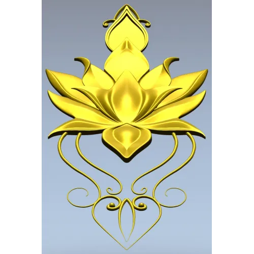 Lotus-inspired vertical applique STL for CNC carving