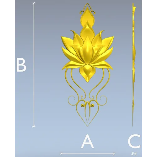 Lotus-inspired vertical applique STL for CNC carving