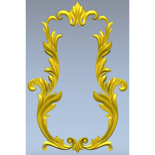 Baroque Acanthus Vertical Cartouche - STL 3D model for CNC