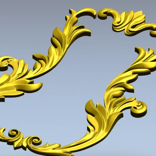 Baroque Acanthus Vertical Cartouche - STL 3D model for CNC