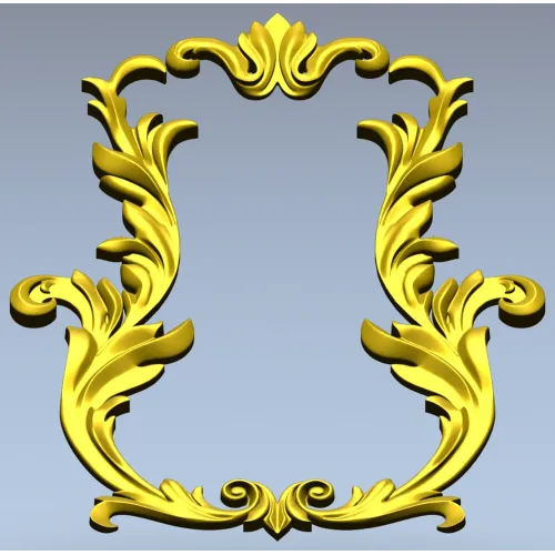 Baroque Acanthus Vertical Cartouche - STL 3D model for CNC