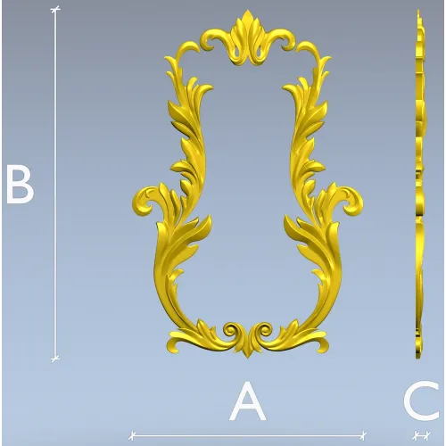 Baroque Acanthus Vertical Cartouche - STL 3D model for CNC
