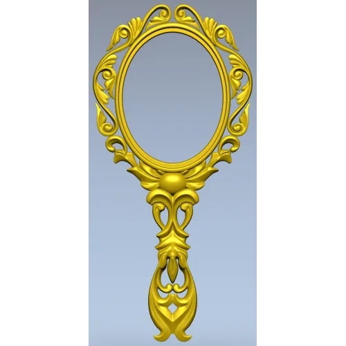 Rococo Oval Hand Mirror Frame 3D STL for CNC