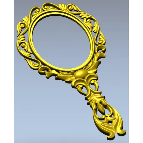 Rococo Oval Hand Mirror Frame 3D STL for CNC