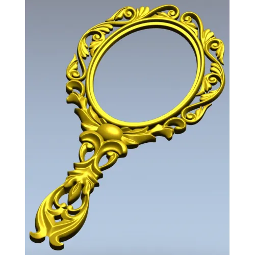 Rococo Oval Hand Mirror Frame 3D STL for CNC