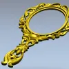 Rococo Oval Hand Mirror Frame 3D STL for CNC