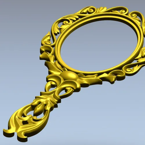 Rococo Oval Hand Mirror Frame 3D STL for CNC
