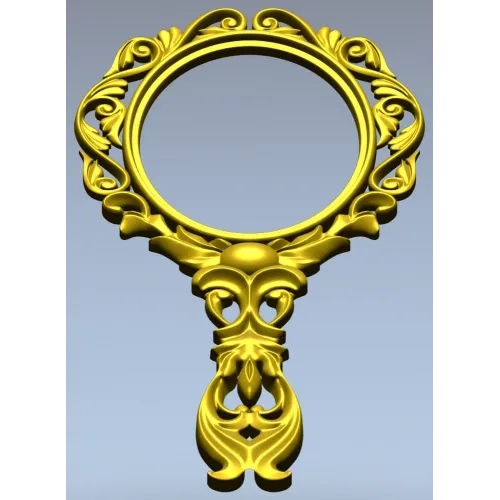 Rococo Oval Hand Mirror Frame 3D STL for CNC
