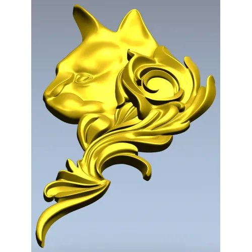 Картуш с головой кота - 3D модель в формате STL для ЧПУ