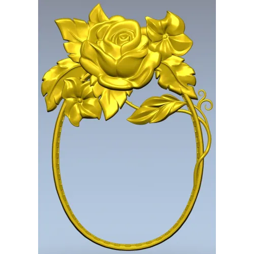 Rosecrest Oval - high-relief floral frame STL for CNC