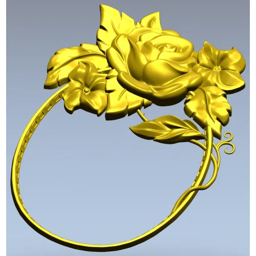 Rosecrest Oval - high-relief floral frame STL for CNC