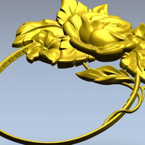 Rosecrest Oval - high-relief floral frame STL for CNC