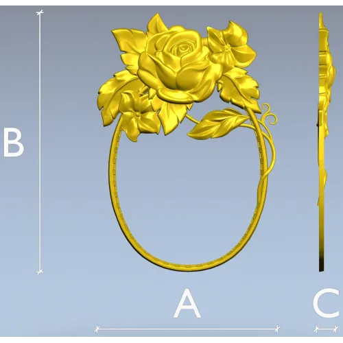 Rosecrest Oval - high-relief floral frame STL for CNC