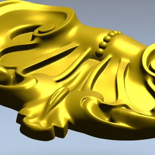 Rococo Shell Cartouche - STL 3D model for CNC