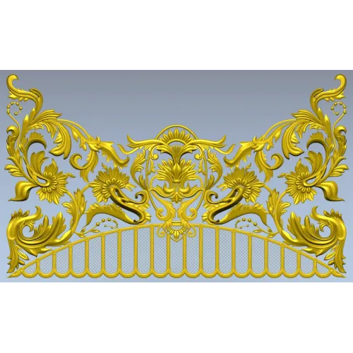 Rocaille Crest STL - decorative 3D model for CNC carving