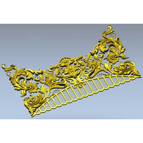 Rocaille Crest STL - decorative 3D model for CNC carving