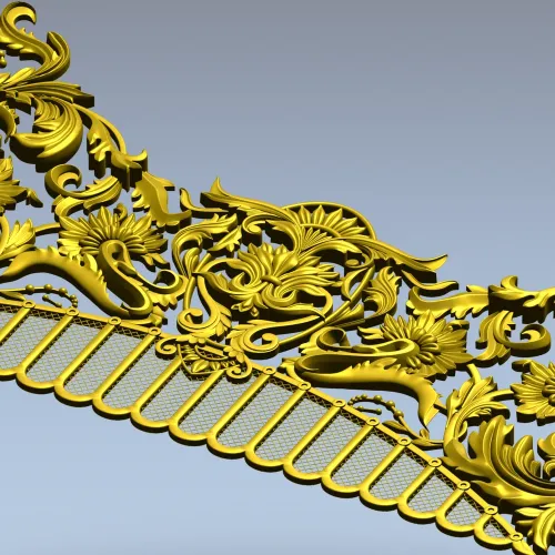 Rocaille Crest STL - decorative 3D model for CNC carving