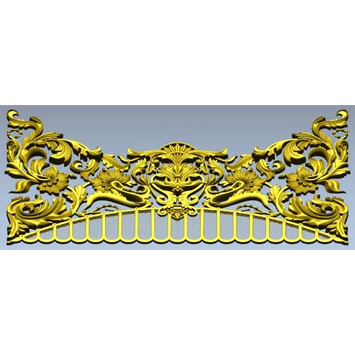 Rocaille Crest STL - decorative 3D model for CNC carving