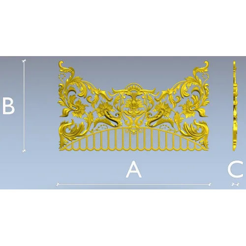 Rocaille Crest STL - decorative 3D model for CNC carving