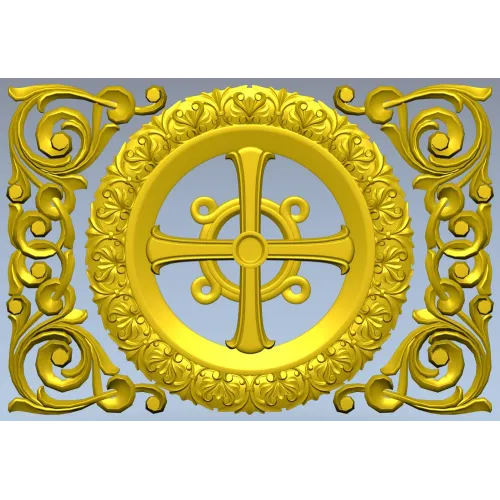 Ornamental Rosette Cross - STL 3D model for CNC router