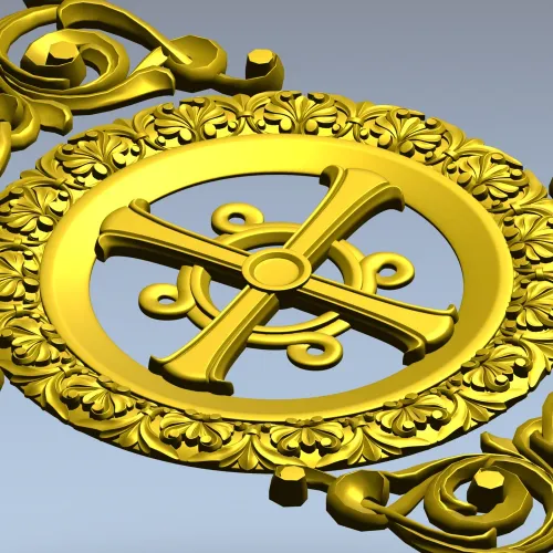 Ornamental Rosette Cross - STL 3D model for CNC router