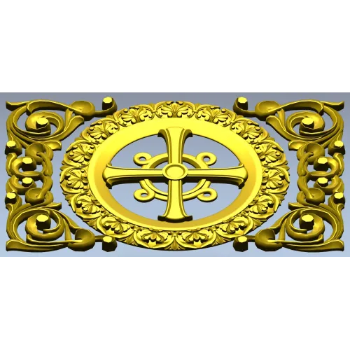 Ornamental Rosette Cross - STL 3D model for CNC router