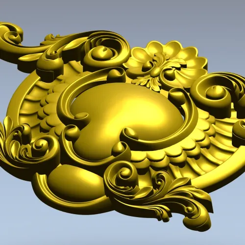 Rococo Cartouche STL for CNC Router - Ornamental Central Panel