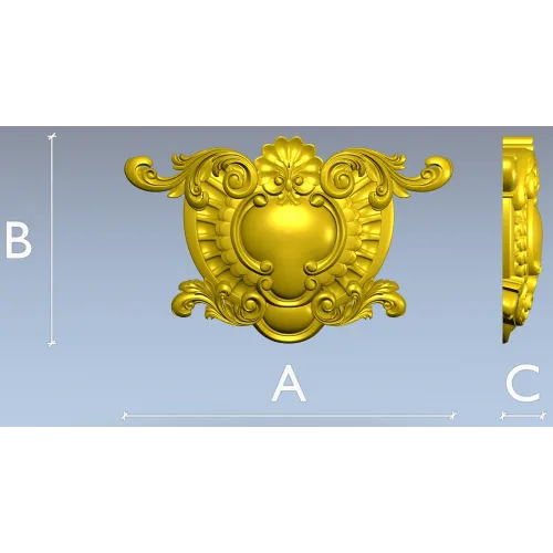 Rococo Cartouche STL for CNC Router - Ornamental Central Panel