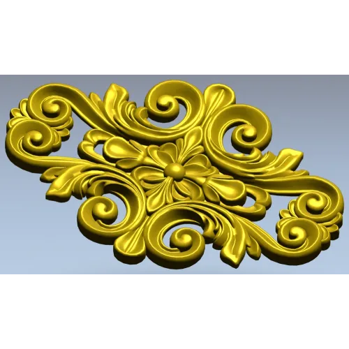 Rococo Floral Cartouche STL 3D Model for CNC