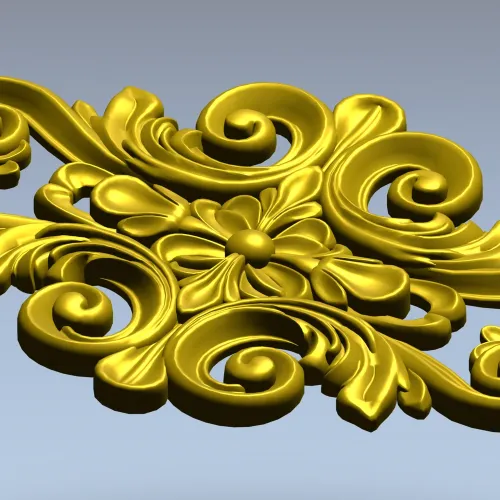 Rococo Floral Cartouche STL 3D Model for CNC