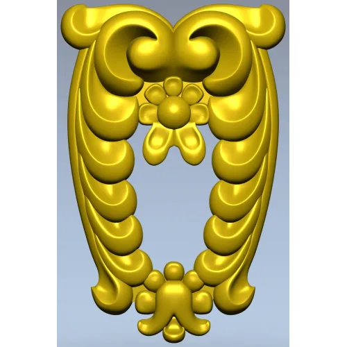 Laurel Crest Cartouche - STL 3D Model for CNC