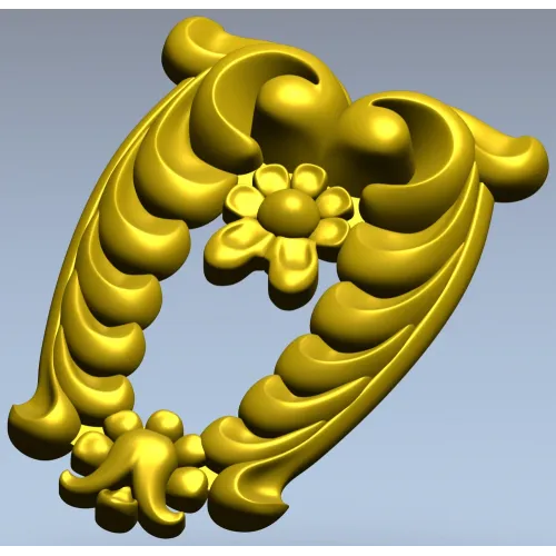 Laurel Crest Cartouche - STL 3D Model for CNC