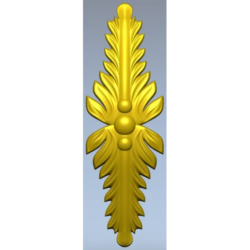 Vertical Acanthus Applique - STL 3D model for CNC