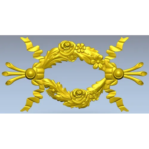 Floral Ribbon Cartouche STL for CNC