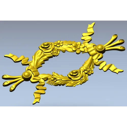 Floral Ribbon Cartouche STL for CNC