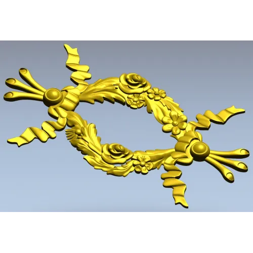 Floral Ribbon Cartouche STL for CNC