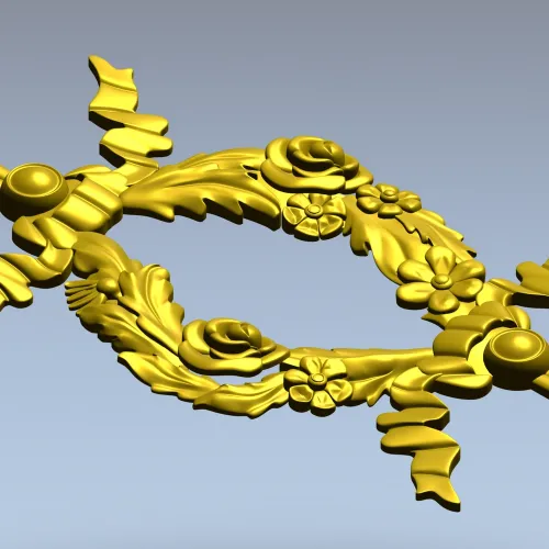 Floral Ribbon Cartouche STL for CNC