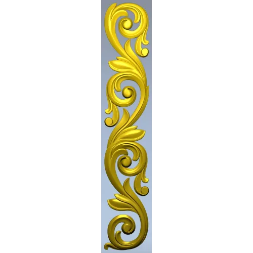 Acanthus Scroll STL 3D Model for CNC - Vertical Decorative Applique