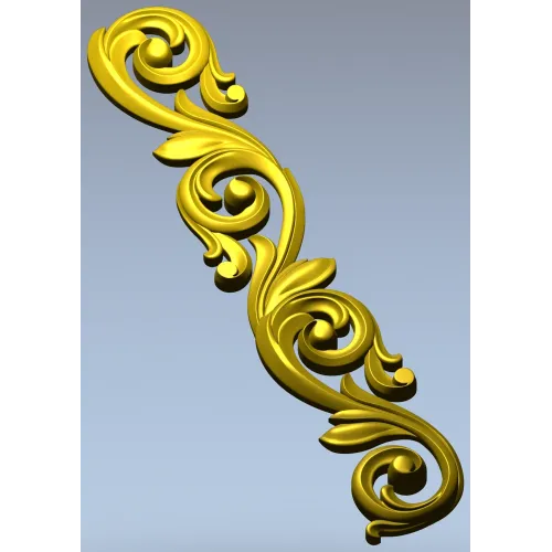 Acanthus Scroll STL 3D Model for CNC - Vertical Decorative Applique