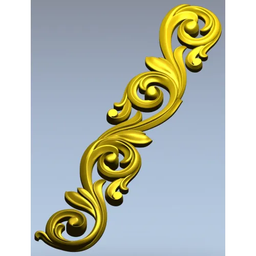 Acanthus Scroll STL 3D Model for CNC - Vertical Decorative Applique