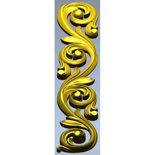 Acanthus Scroll STL 3D Model for CNC - Vertical Decorative Applique