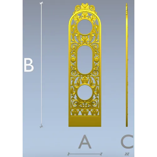 Ornate Vertical Panel STL - Decorative 3D Model for CNC