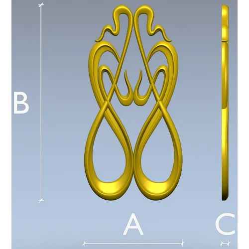 Art Nouveau Ribbon Applique - STL 3D Model for CNC Milling